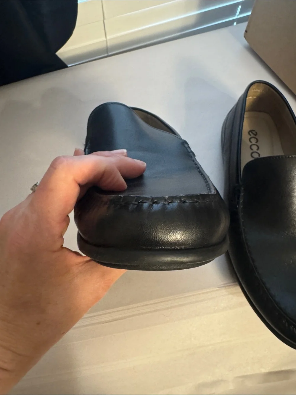 Ecco Black Slip-On Leather Moccasin Loafers